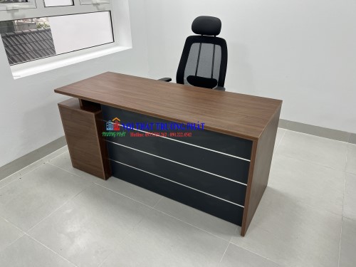 Bàn giám đốc hộc liền 1m6x0.6 màu óc chó+chì