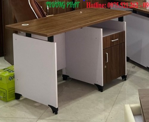 Bàn làm việc hộc liền chân nâng cao cấp 1m2x0.6