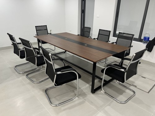 Bàn họp chân sắt 2m4x1m2 màu óc chó Bàn họp chân sắt 2m4x1m2 màu óc chó